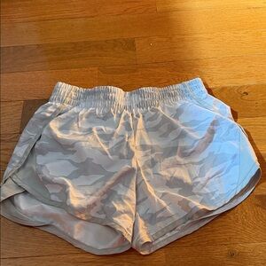 Athletic Works Women's White and Light Gray Camo Athletic Shorts